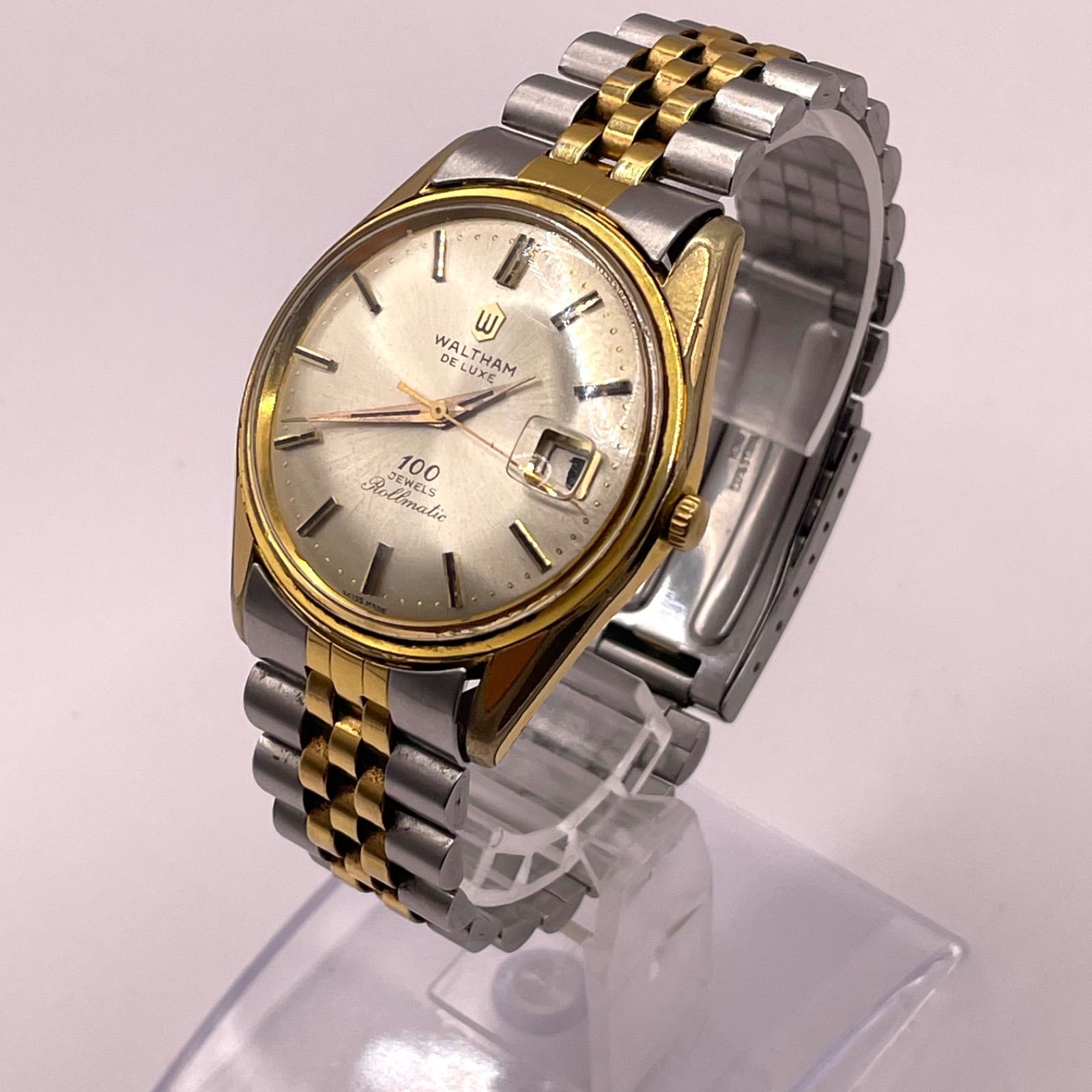 Waltham Deluxe 自動巻き腕時計 稼働品 ウォルサム デラックス ロールマチック 100石 WALTHAM deluxe