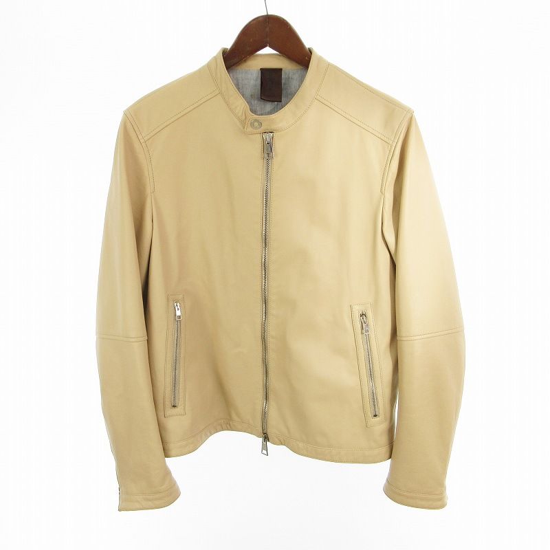 ルッフォ RUFFO 50 レザージャケット シングル ライダース 羊革 革ジャン ラムスキン ベージュ イタリア製 19,574円