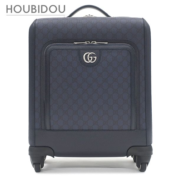 グッチ GUCCI キャリーバッグ サヴォイ キャビン トロリーバッグ スモール GGスプリームキャンバス レザー ネイビー シルバー金具 スーツケース 4輪 693646【中古】