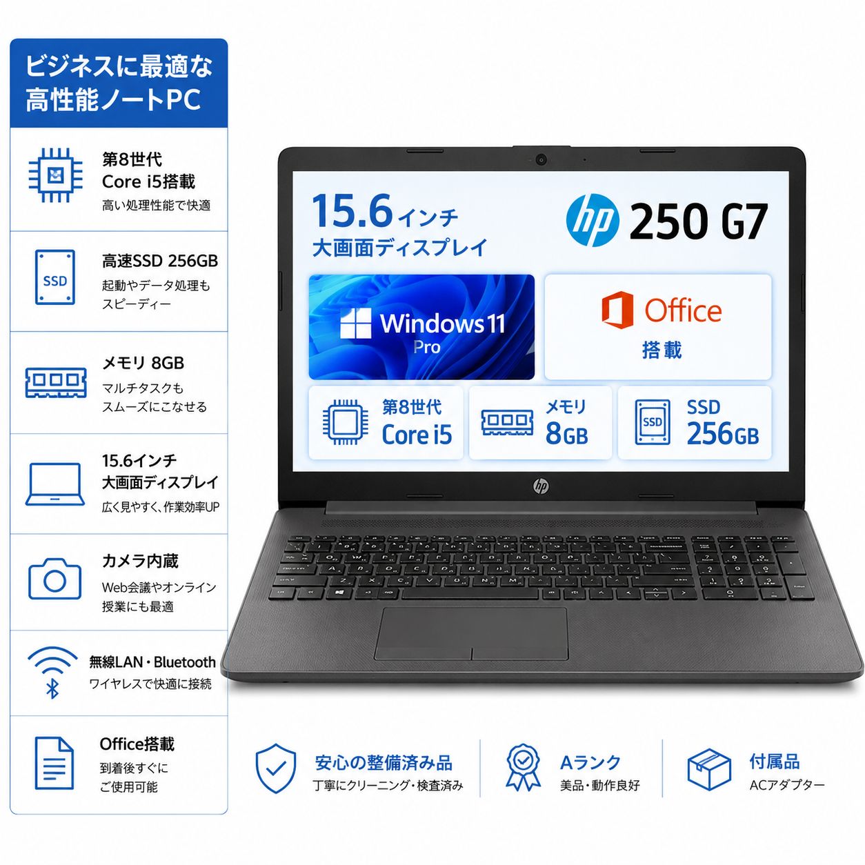 HP 250 G7 第8世代i5 SSD256GB Win11 Office - メルカリ