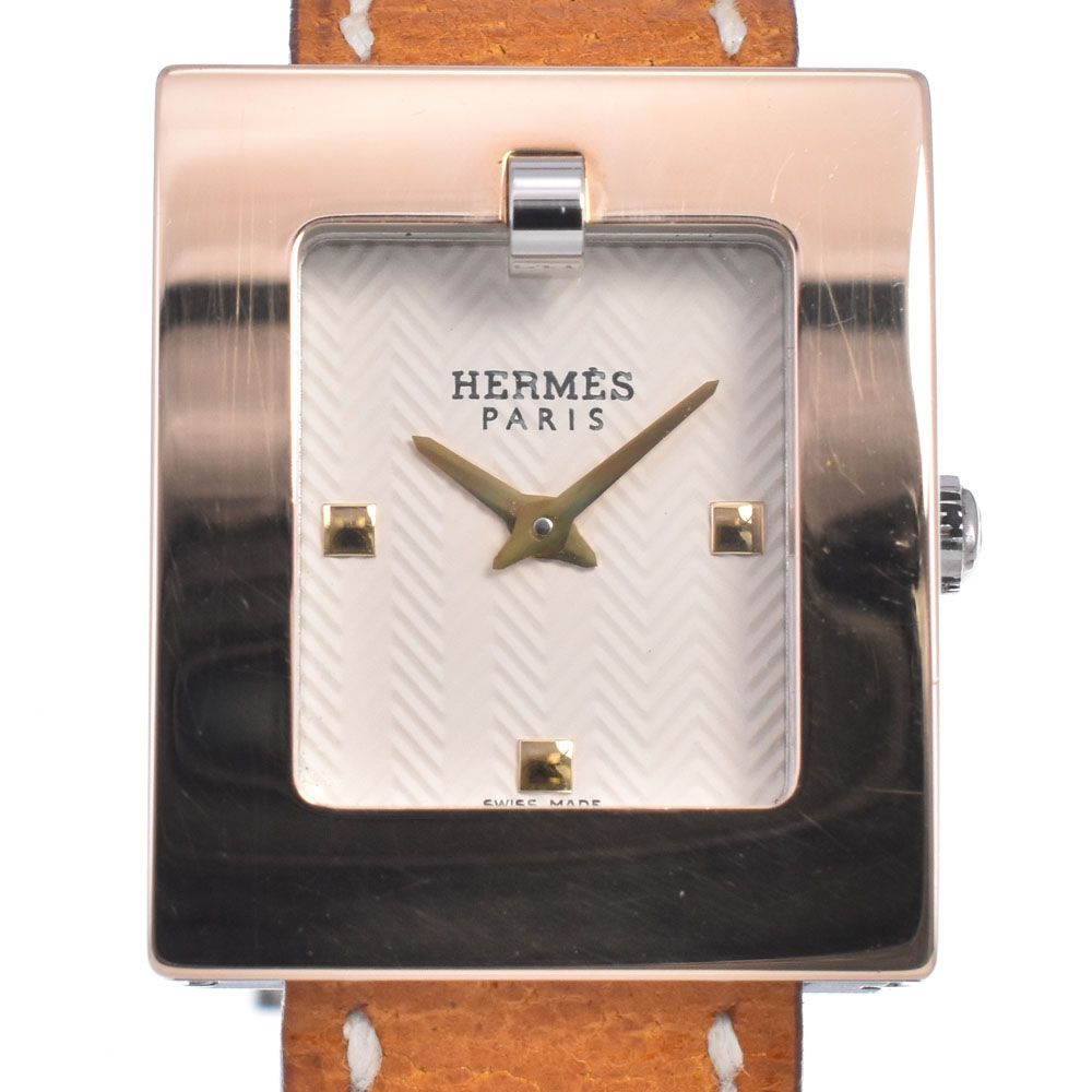 エルメス HERMES BE1.120 ベルトウォッチ □F刻印 ホワイト クォーツ