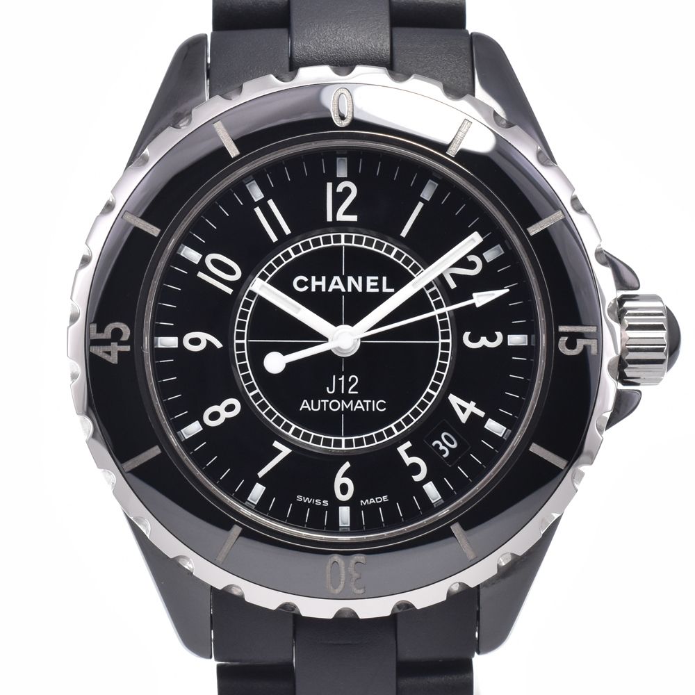 シャネル CHANEL J12 デイト セラミック/ラバー ブラック 自動巻き メンズ 美品 腕時計 P#149127