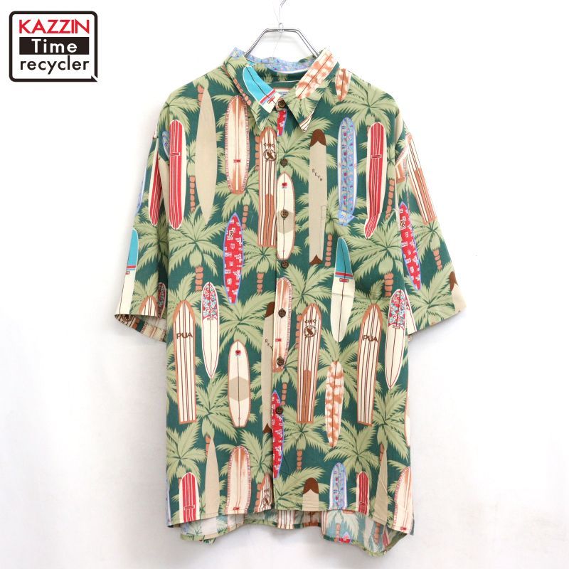 90s Reyn Spooner ハワイ製 ティキ柄 アロハシャツ L 総柄 90s ハワイ製 vintage Reyn Spooner 総柄 サーフ アロハシャツ メンズ