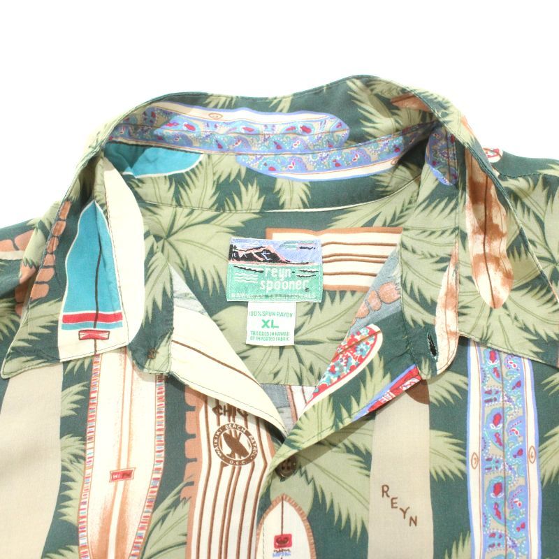 90s Reyn Spooner ハワイ製 ティキ柄 アロハシャツ L 総柄 90s ハワイ製 vintage Reyn Spooner 総柄 サーフ アロハシャツ メンズ