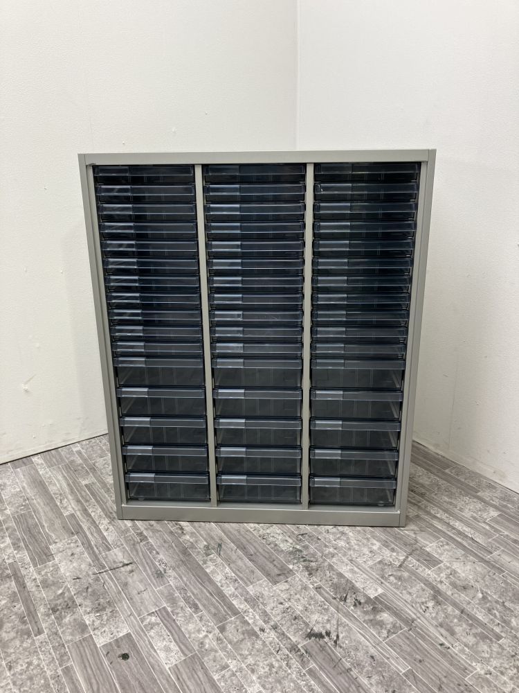 【中古品】オカムラ A4クリアケース書庫 グレー