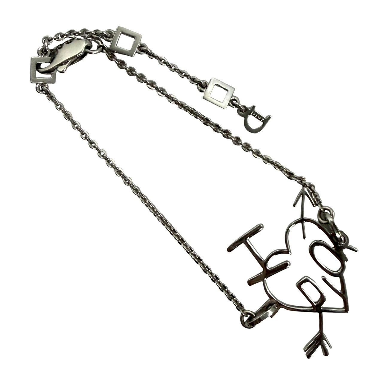 レディース Christian Dior ロゴ ハート ブレスレット シルバー色