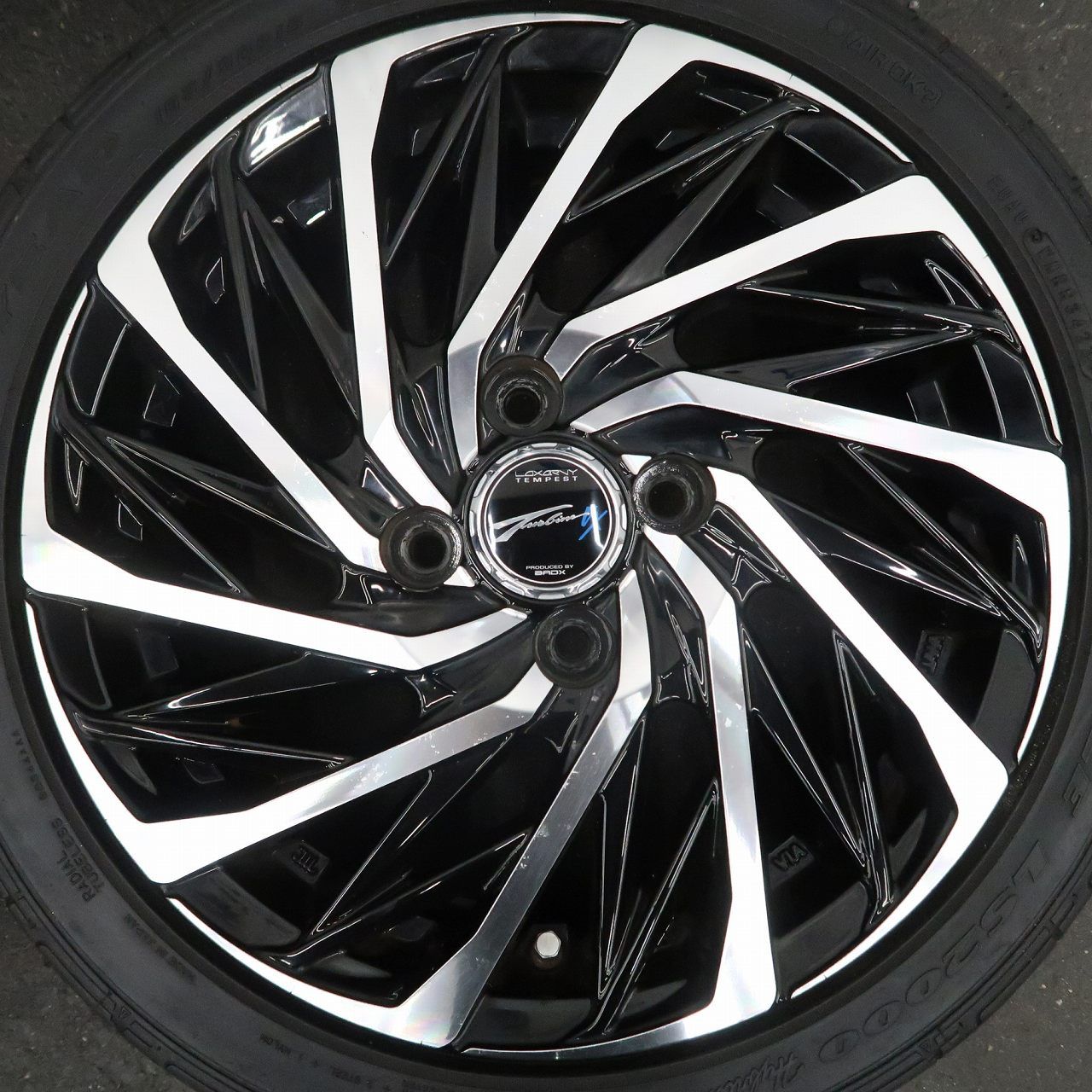 コペン 等 軽自動車に 4本 LOXARNY TEMPEST TURBINE VX 15インチ 4.5J +45 4H PCD 100 ラジアル GOODYEAR EAGLE LS 2000 165/50R15 ①