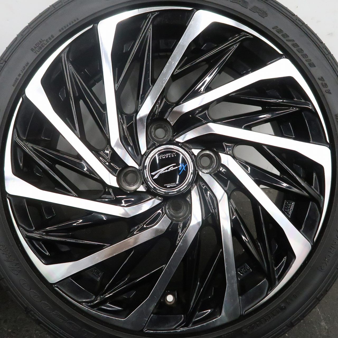 コペン 等 軽自動車に 4本 LOXARNY TEMPEST TURBINE VX 15インチ 4.5J +45 4H PCD 100 ラジアル GOODYEAR EAGLE LS 2000 165/50R15 ①