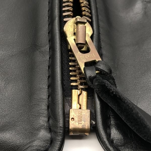 中古】LANGLITZ LEATHERS ジップアップレザーベスト ブラック ラング