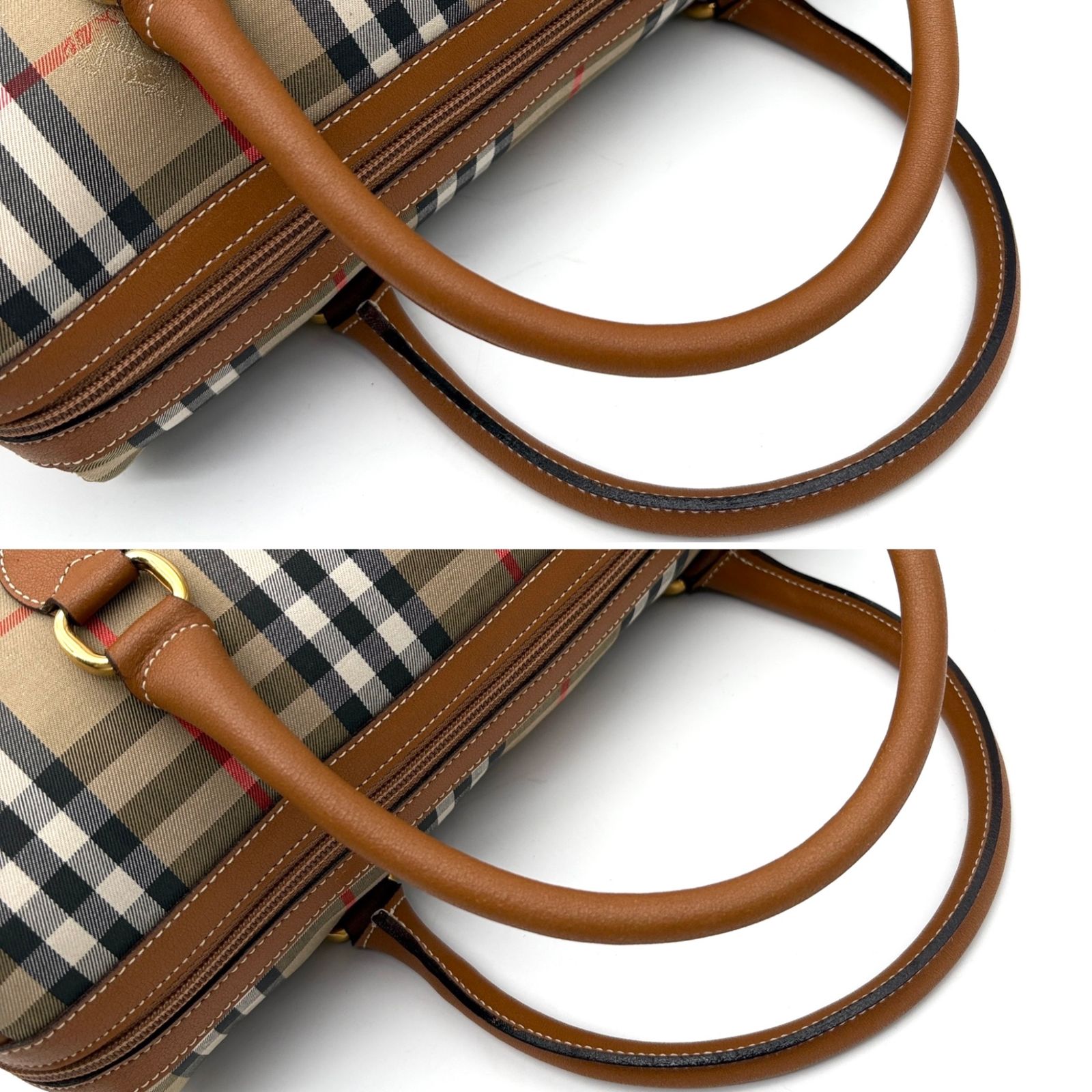 【美品】BURBERRYS ハンドバッグ ミニボストンノバチェック ホースロゴ バーバリー ミニボストン ノバチェック ホースロゴ キャンバス レザー