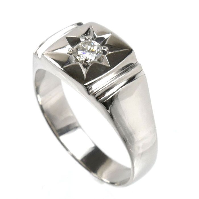 Pt850プラチナ 印台 リング・指輪 ダイヤモンド0.26ct 20号 12.2g