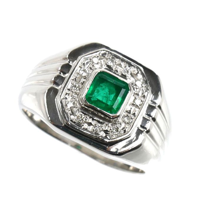Pt900プラチナ リング・指輪 エメラルド0.47ct ダイヤモンド0.08ct 18