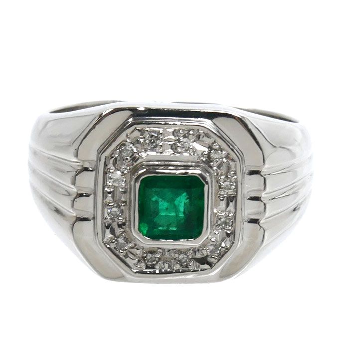 Pt900プラチナ リング・指輪 エメラルド0.47ct ダイヤモンド0.08ct 18 