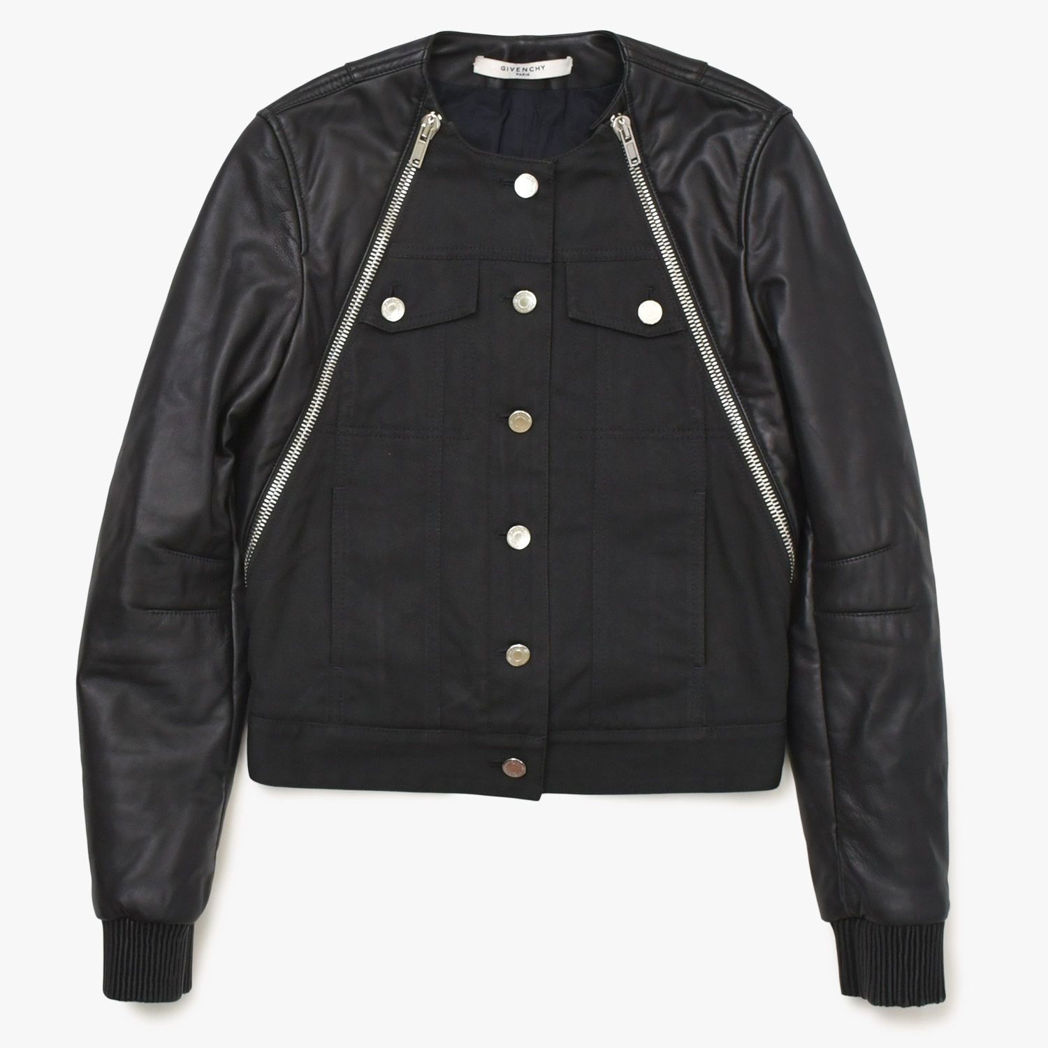 ジバンシー　黒 レザー ライダースジャケット GIVENCHY ジバンシー レザージャケット ジッパーデザイン 14P 1513 600