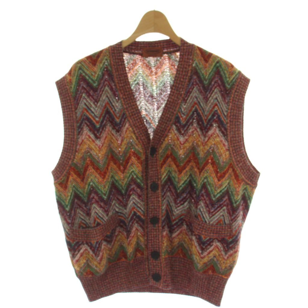 ミッソーニ ニットベスト リネン混 マルチカラー 総柄 0 MISSONI