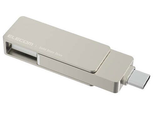 【箱破損】【未開封・未使用】ELECOM 外付けポータブルSSD 500GB-シルバー [ESD-EPA0500GSV]