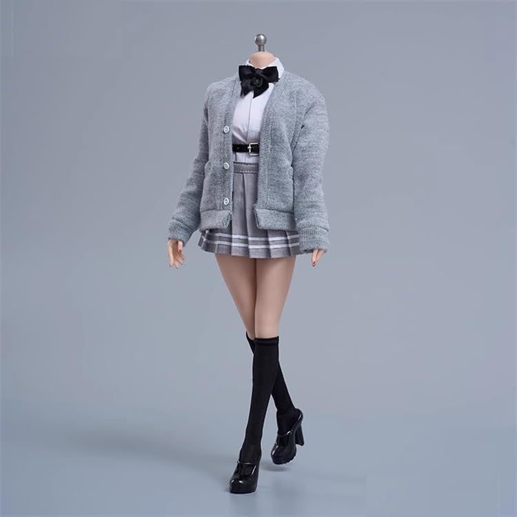 【新品】[TOYBARJAPAN ]1/6スケール アクションフィギュア用 cdtoys cd062 女子高生セーラーファッション 学生カーディガンJKスカートスーツ服とストキングと靴セット(素体とヘッドは含みません) (Dグレー)