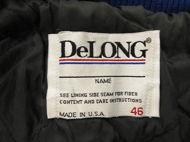 90s デロング DeLONG スタジャン 46 袖レザー ワッペン付き USA製