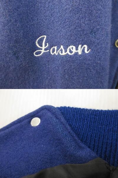 90s デロング DeLONG スタジャン 46 袖レザー ワッペン付き USA製