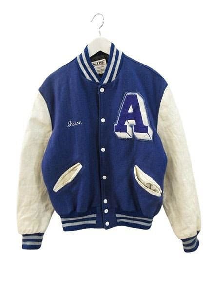 90s デロング DeLONG スタジャン 46 袖レザー ワッペン付き USA製