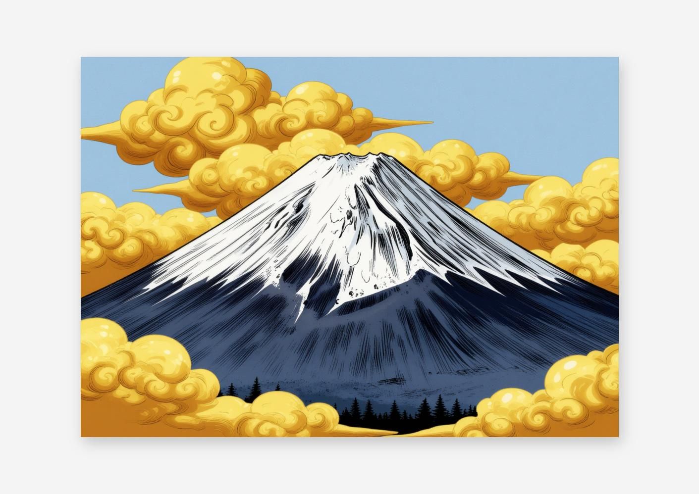 AIアート】【金運招来】開運アート 富士山 黄金の雲 縁起物 絵画 幸運