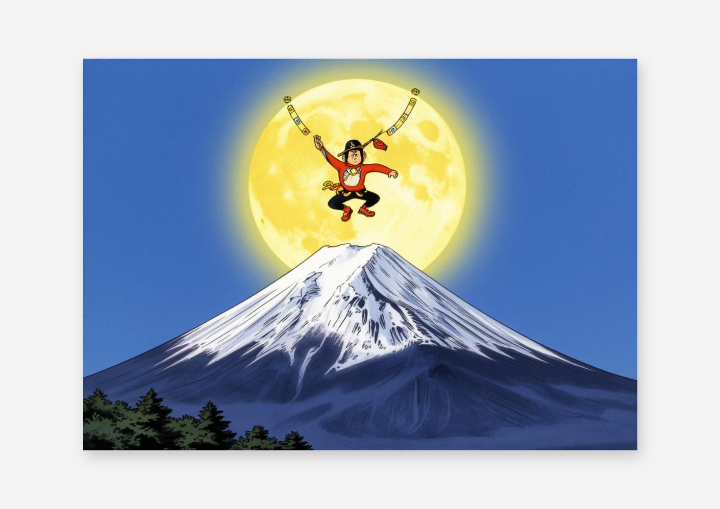 AIアート】【開運招福】金運上昇 富士山 満月 躍動する人物 アート
