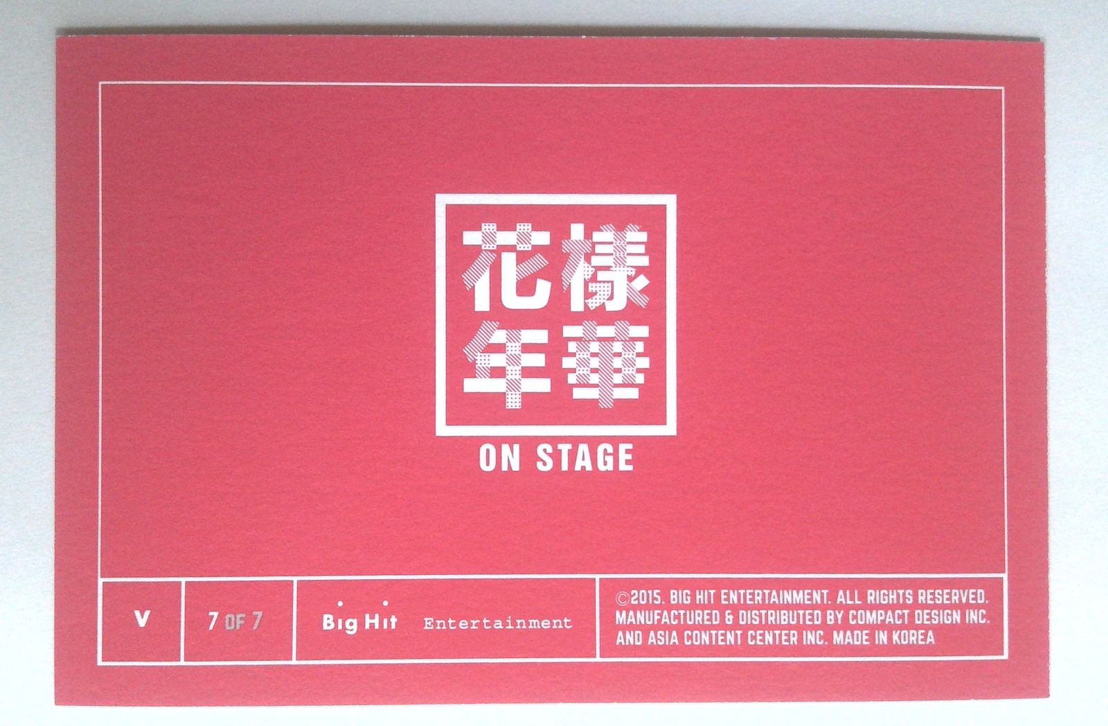 BTS V トレカ 2015 LIVE＜花様年華 on stage＞ ミニフォトカード (7/7