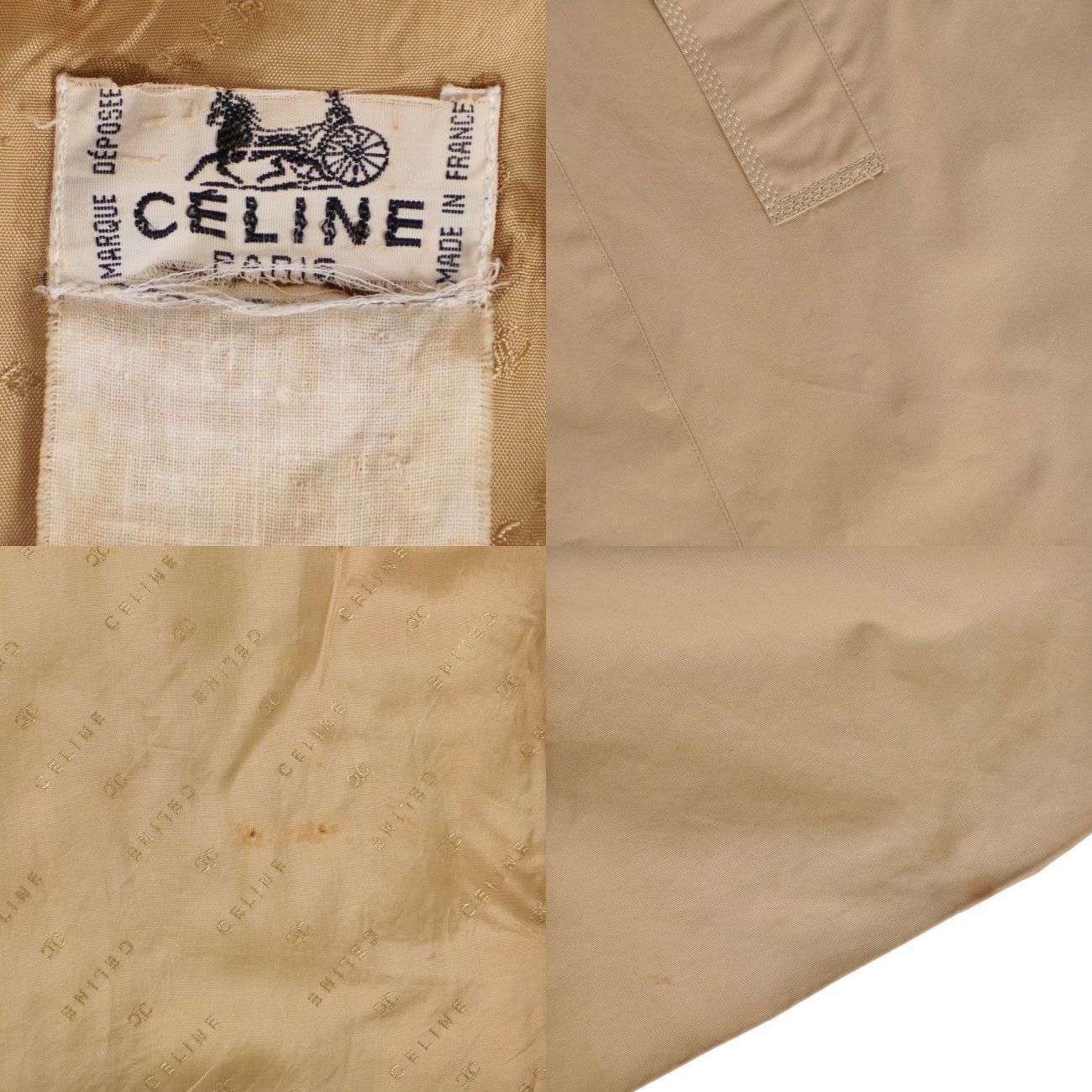 Vintage セリーヌ CELINE コート トレンチコート 馬車ボタン コッ