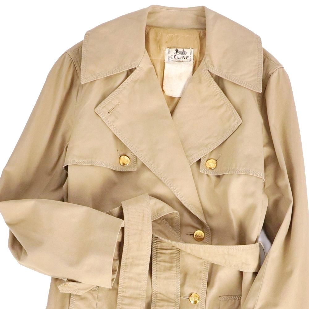 Vintage セリーヌ CELINE コート トレンチコート 馬車ボタン コッ