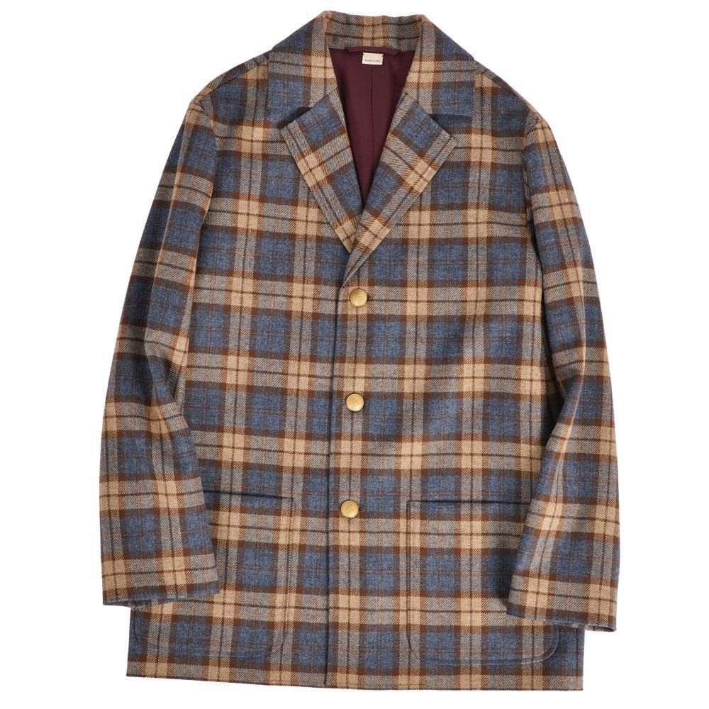 極美品 グッチ GUCCI ジャケット テーラード チェック ウール アウター