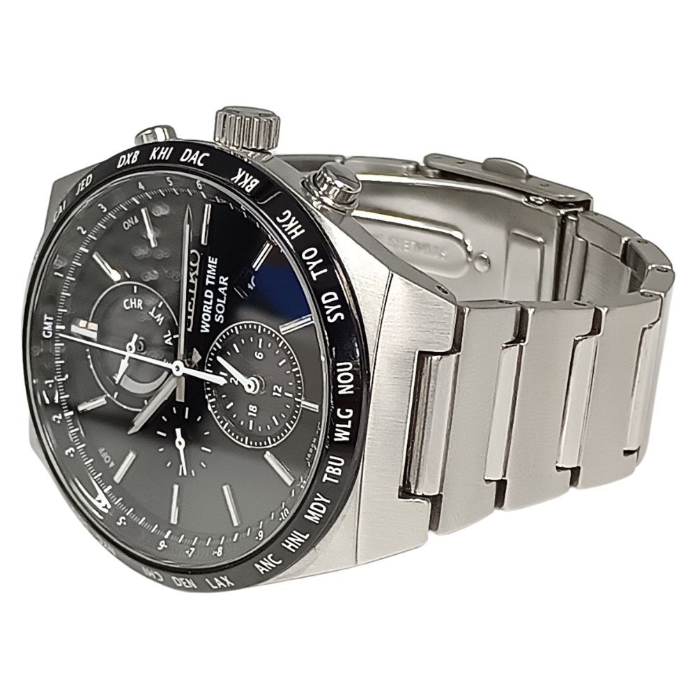 SEIKO セイコー V195-0AE0 クロノグラフ ワールドタイム ソーラー