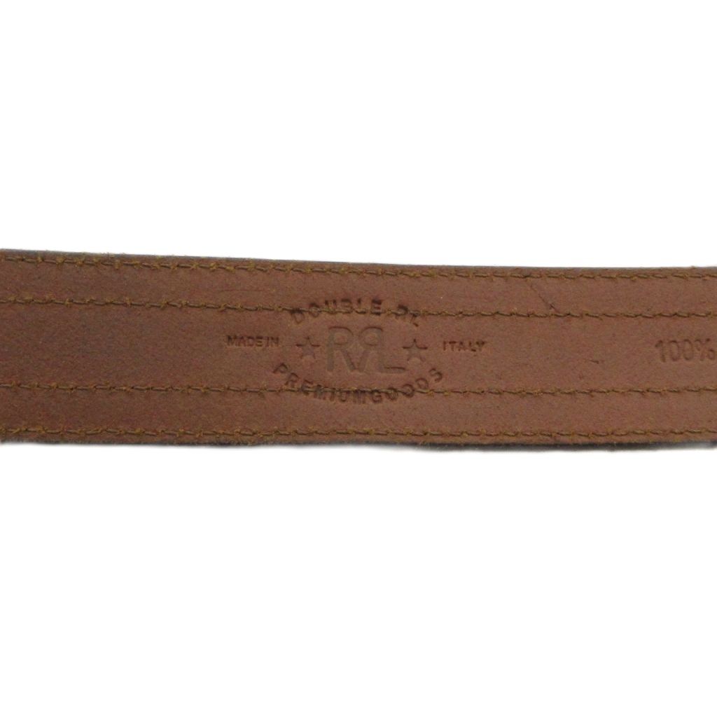 ダブルアールエル RRL ベルト レザー ロゴ バックル 38 茶 ブラウン