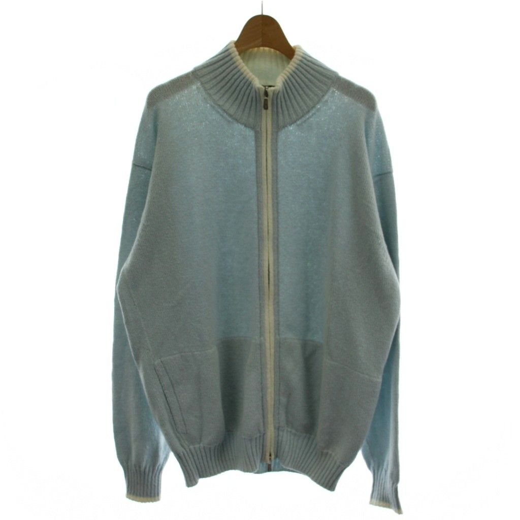 ロロピアーナ Loro Piana ニットジャケット コットン 52 水色 ライトブルー 長袖 スタンドカラー MAA3460 /GG28 ■GY50