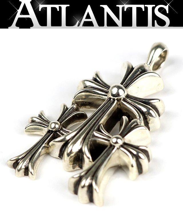 CHROME HEARTS 新宿店 クロムハーツ インボイス付き トリプルCHクロス  ペンダント メンズ シルバー SV925 31524 CHROME HEARTS 新宿店 クロムハーツ インボイス付き トリプルCHクロス