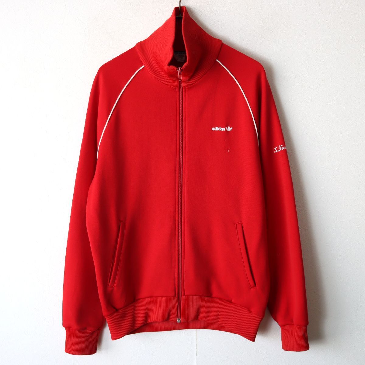 西ドイツ製 W.GERMANY 70s adidas アディダス DESCENTE デサント製 トラックジャケット ジャージ レッド L/ 古着 ヴィンテージ