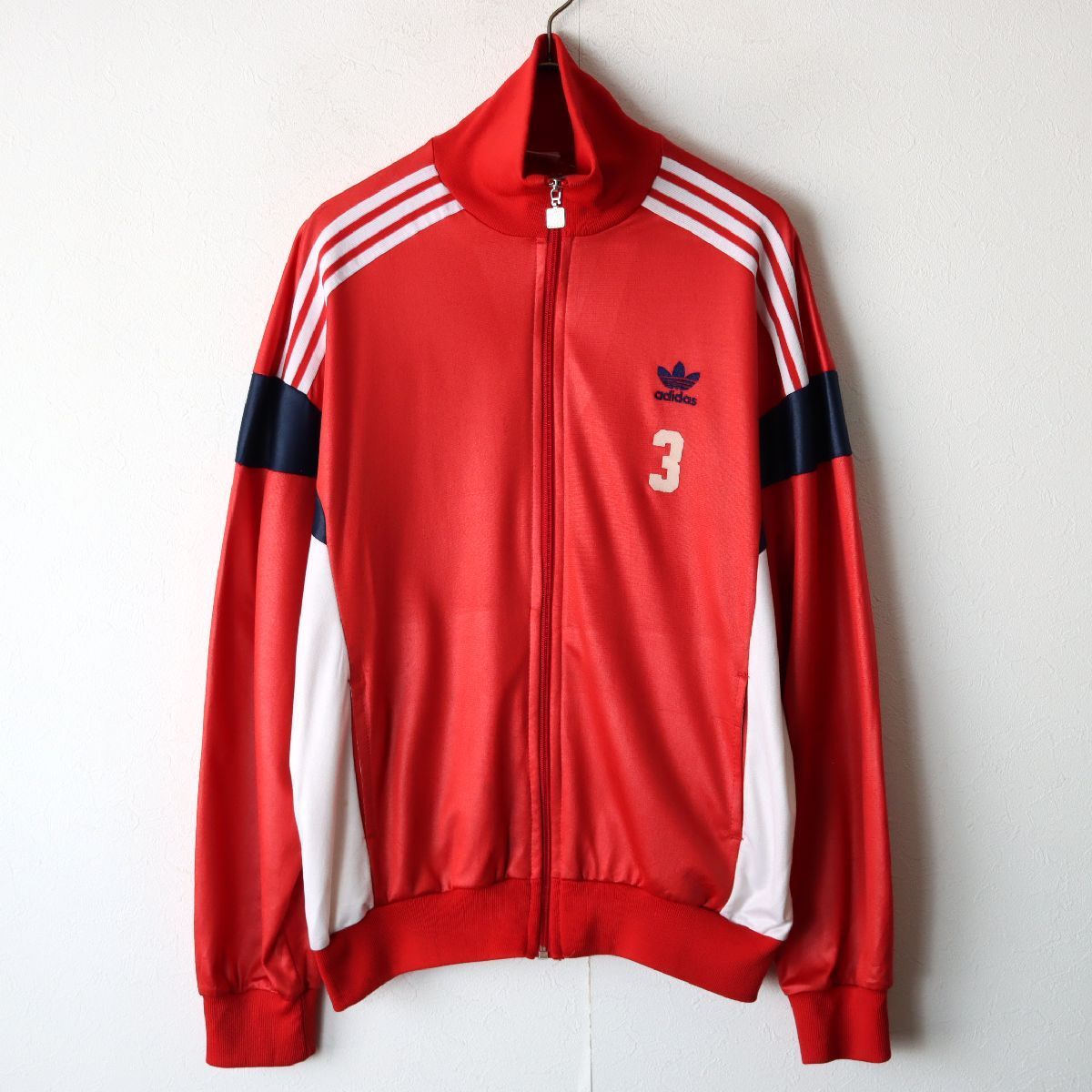 イングランド製 70-80s adidas アディダス トラックジャケット ジャージ ロゴプリント レッド サイズ180/ 古着 ヴィンテージ
