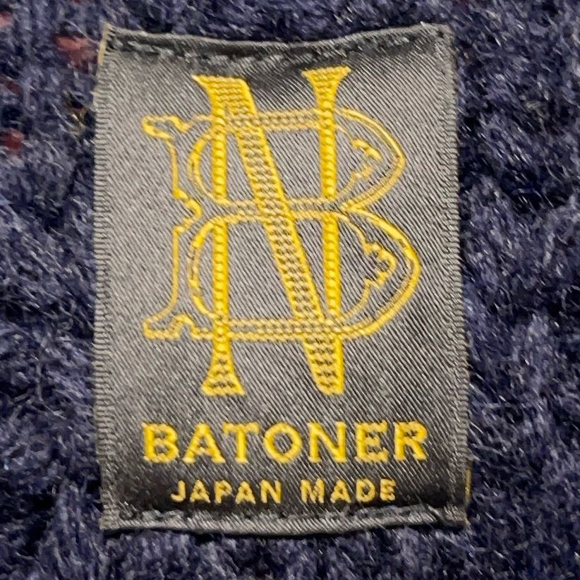 BATONER〈ケーブルニットセーター アラン編み 肉厚 日本製 ブラック 2〉 美品 BATONER バトナー アランニット アランセーター ケーブルニット