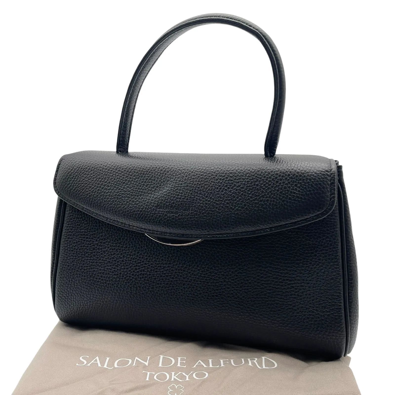 SALON DE ALFURD TOKYO サロン・ド・アルファード トーキョー フォーマルバッグ1594 ハンドバッグ シボ革 レザー ブラック 黒 レディース ノベルティバッグ付き