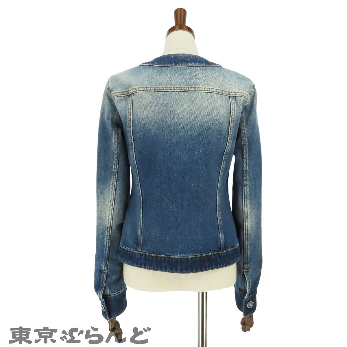 シャネル CHANEL ノーカラー ジャケット P78108V70196 ブルー コットン
