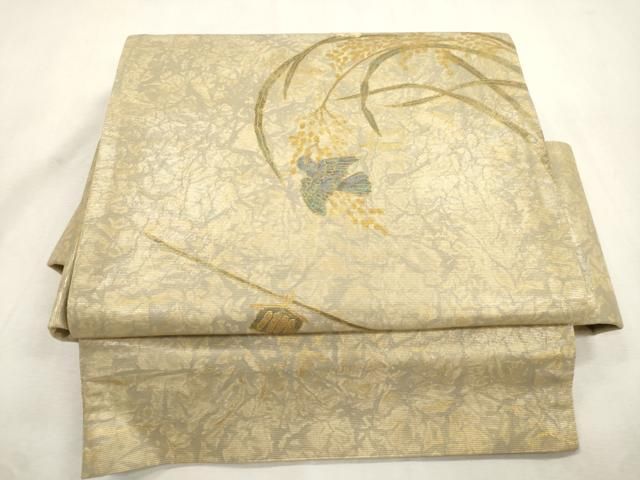 平和屋着物●ワンタッチつけ帯　螺鈿箔　花鳥文　金彩　やまと誂製　正絹　逸品　CABI7484dy