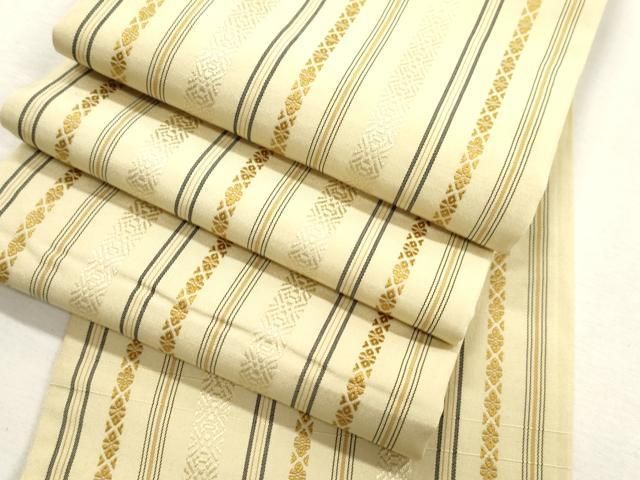 平和屋着物●本場筑前博多織　半幅帯　献上　正絹　逸品　CABI7504dy
