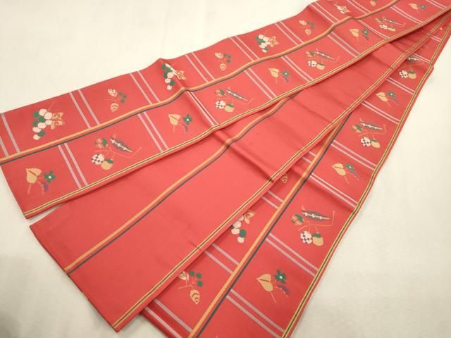 平和屋着物●本場筑前博多織　半幅帯　成り物　正絹　逸品　CABI7516dy