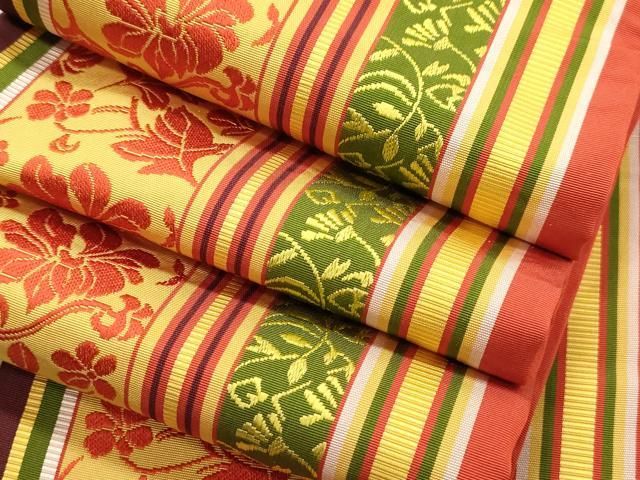 平和屋着物●本場筑前博多織　半幅帯　草花文　正絹　逸品　CABI7517dy 14,560円
