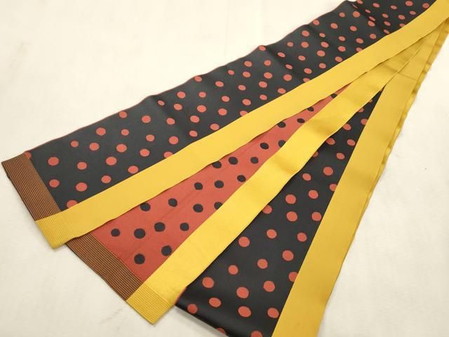 平和屋着物●本場筑前博多織　両面　半幅帯　水玉　一重帯　正絹　逸品　CABI7518dy