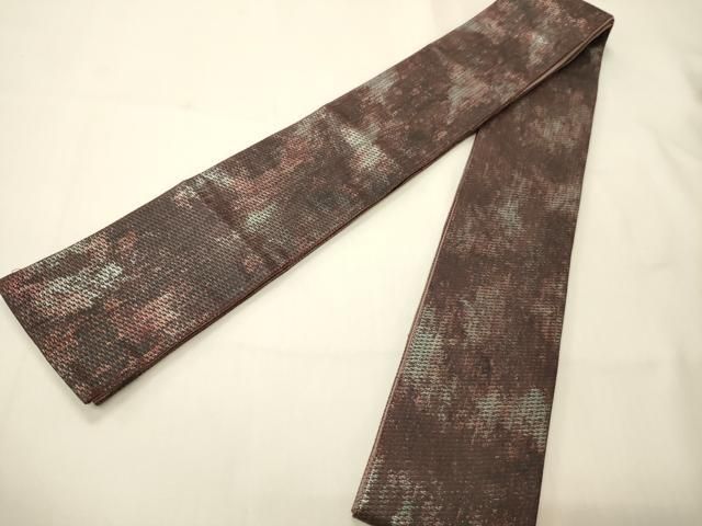 平和屋着物●男性　角帯　霞文　銀糸　正絹　逸品　CABI4895ak