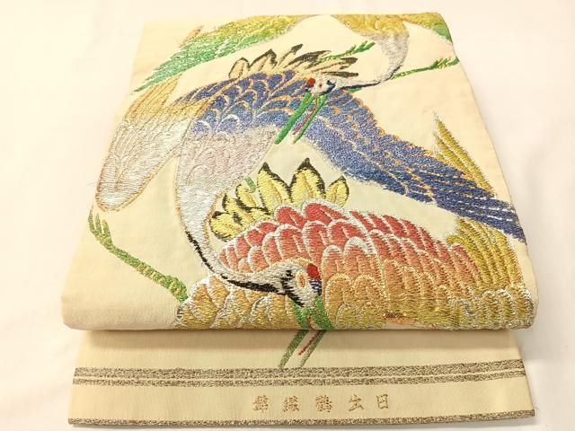 平和屋着物●龍村平蔵製　丸帯　日出鶴綴錦　金銀糸　正絹　逸品　CABI4349vp 54,600円