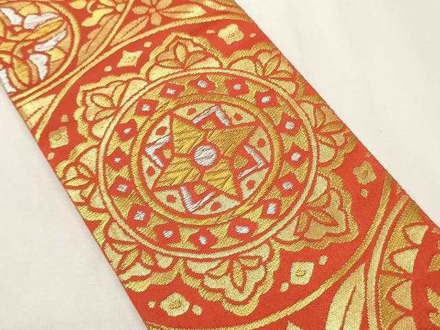 平和屋着物○男性 角帯 正倉院花丸文 金銀糸 正絹 逸品 CABI4873ak