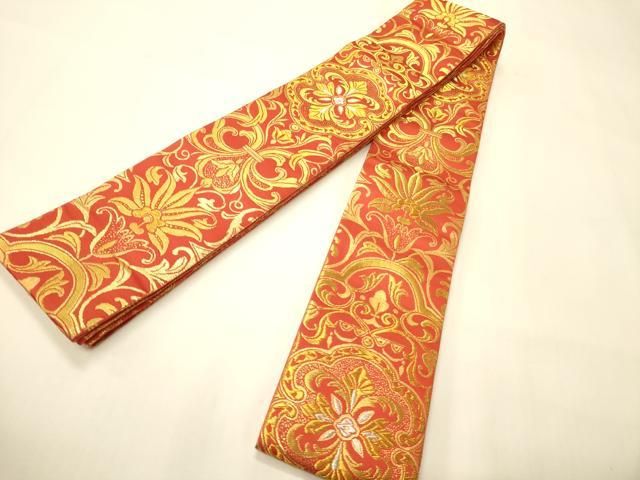 平和屋着物●男性　両面　角帯　花唐草文　金銀糸　正絹　逸品　CABI4878ak 17,550円