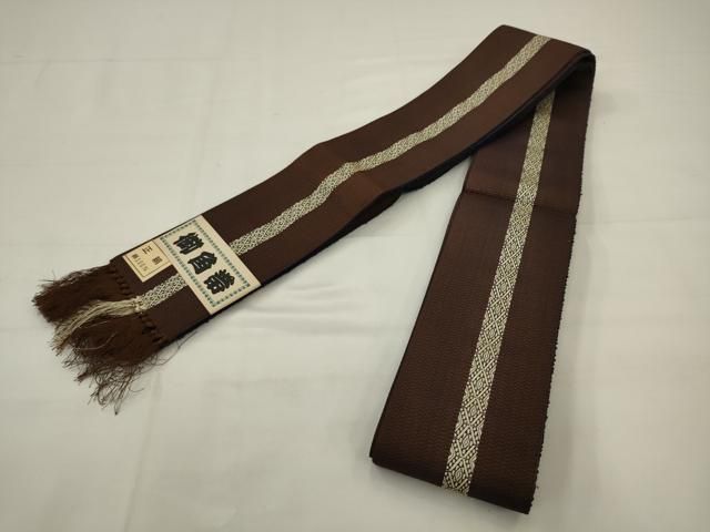 平和屋着物●男性　本場筑前博多織　角帯　間道　正絹　逸品　AABJ6908pf