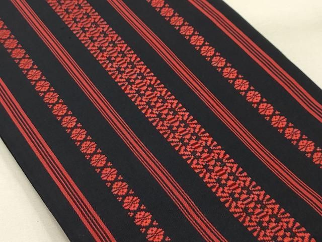 平和屋着物●本場筑前博多織　半幅帯　献上　黒地　正絹　逸品　AABJ7433sx 11,388円